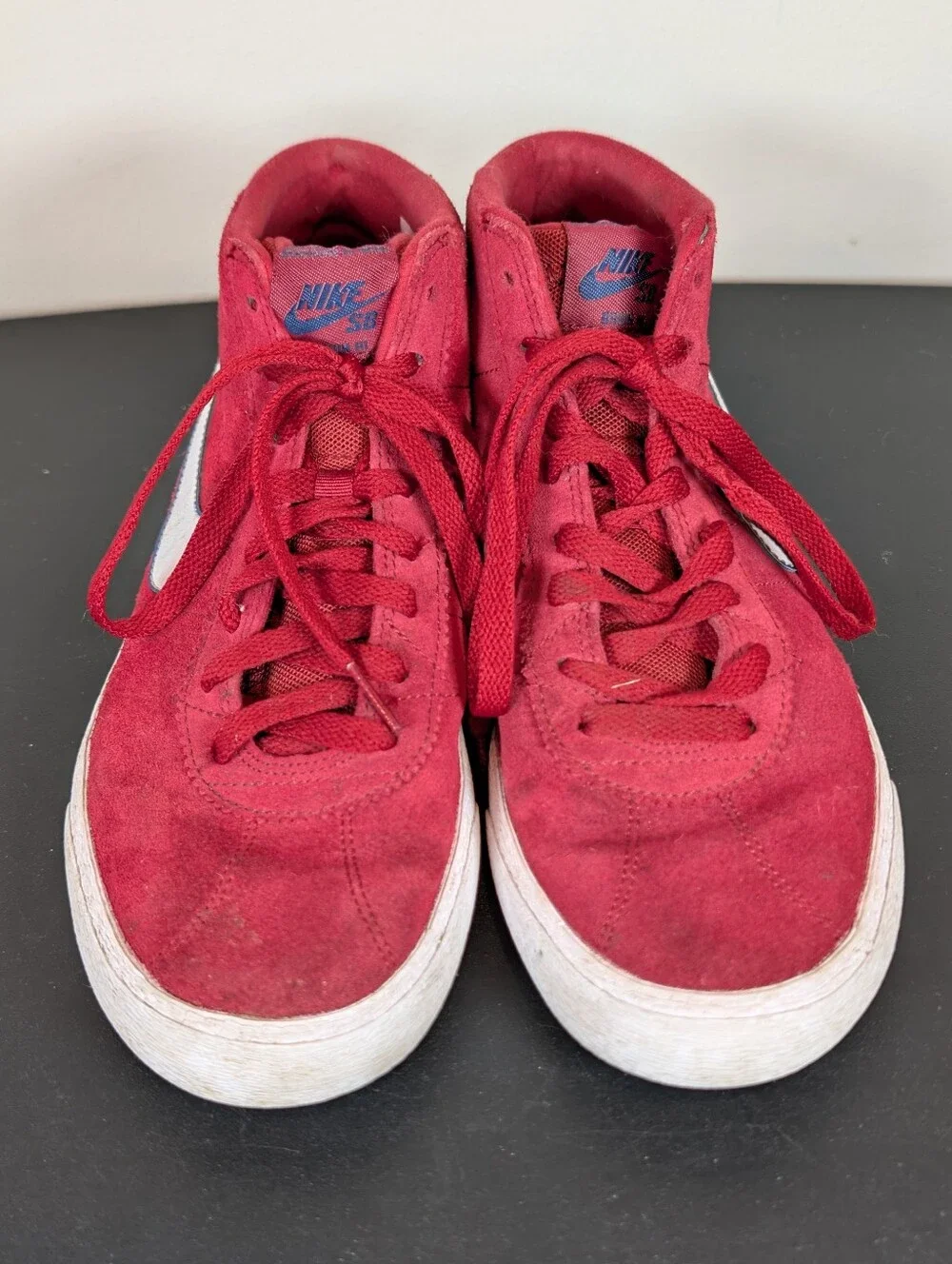 Nike SB Bruin Hi Top Suede Skate Shoes Red Crush White Women's Size 8